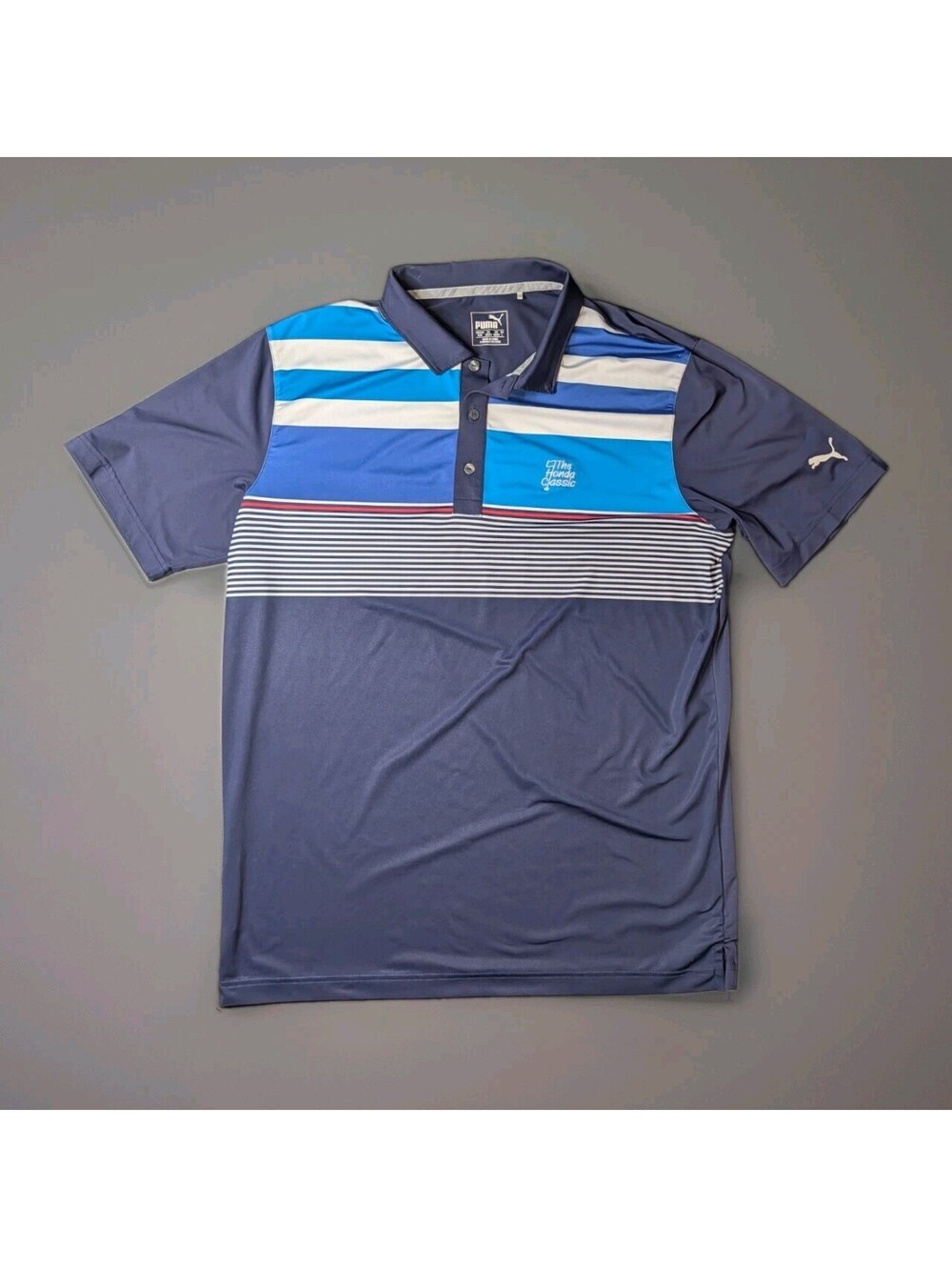 Puma Golf Honda Classic Polo Blue Stripes Medium